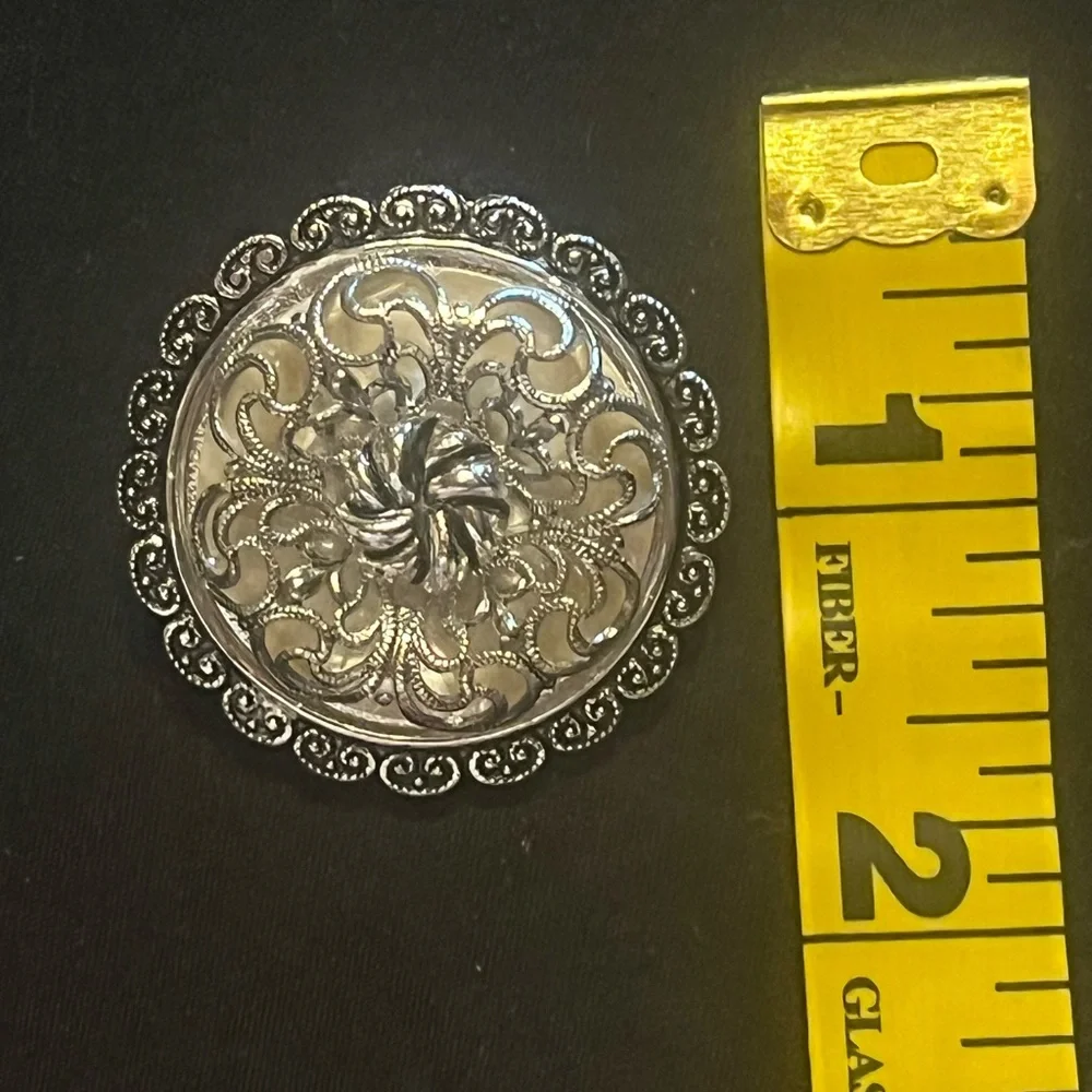 Vintage Silver Tone Filigree Scarf Clip Marked West Germany